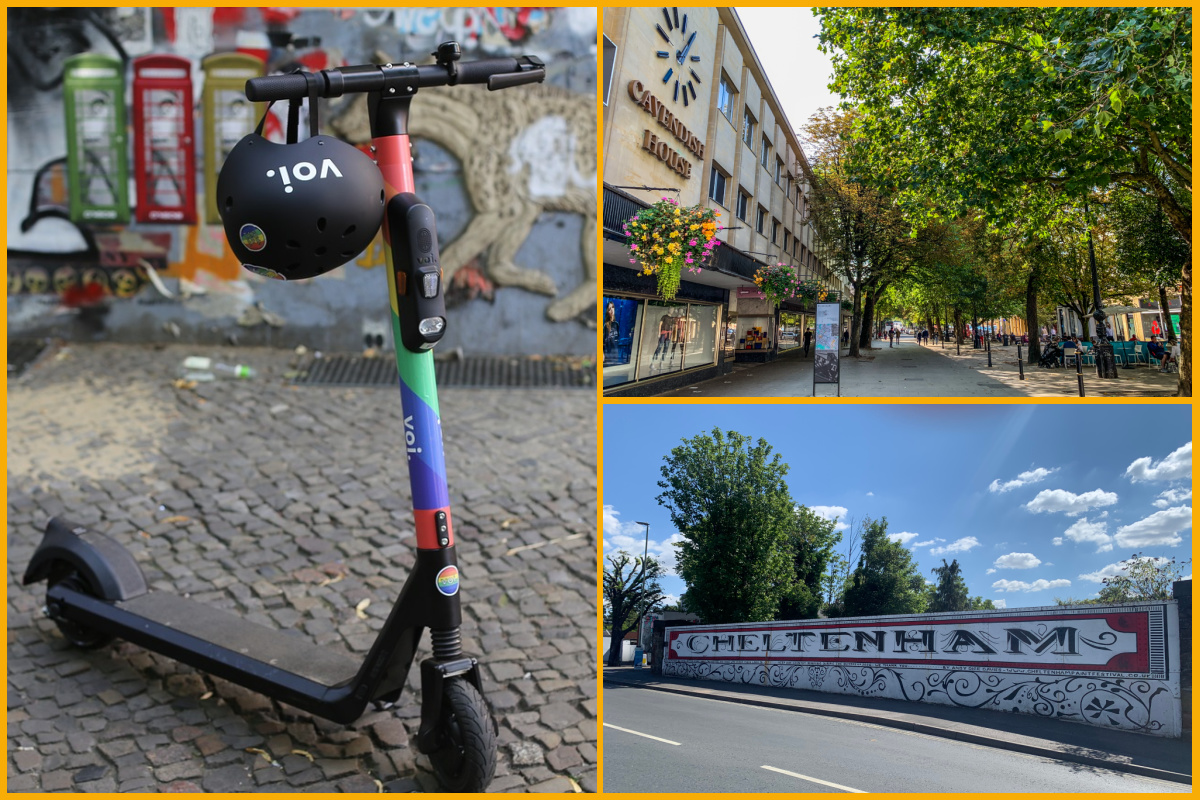 Voi. E-scooter, Cheltenham Promenade, Cheltenham Spa street art